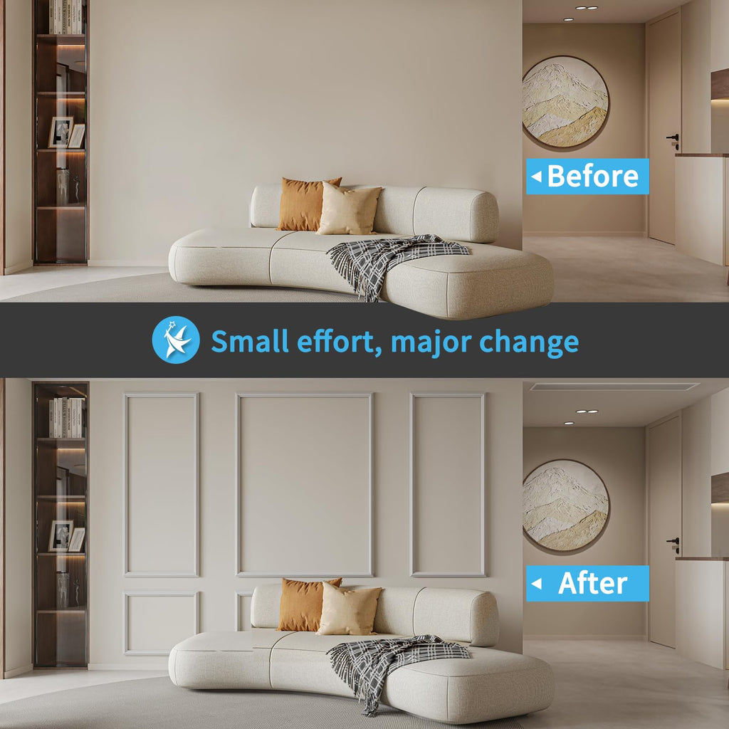 Art3d Pre-Cut Wall Molding Set (6 pcs) – Ready-to-Assemble Wainscoting Panels for Interior Walls | Glue Install