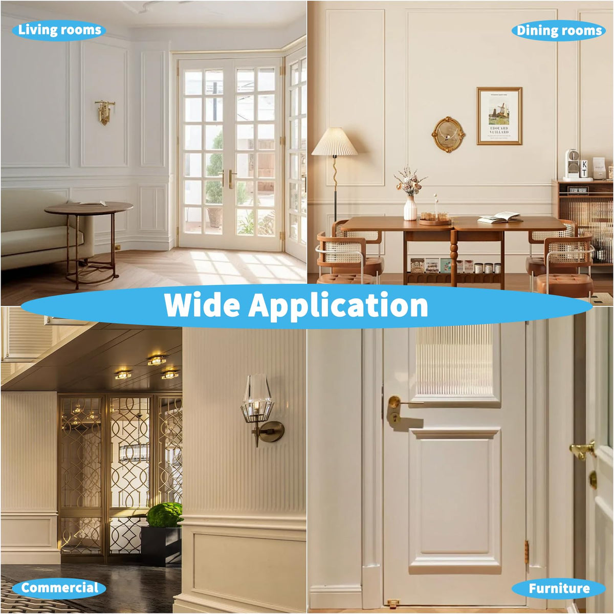 Art3d Pre-Cut Wall Molding Set (6 pcs) – Ready-to-Assemble Wainscoting Panels for Interior Walls | Glue Install