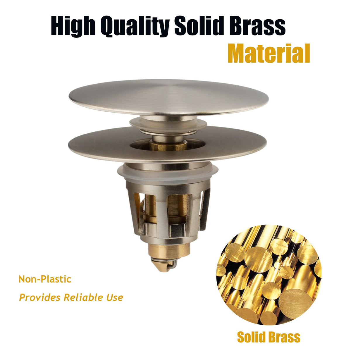 Artiwell Universal Bathroom Sink Drain Stopper – Brushed Nickel, Fits Most Pop-Up Drains