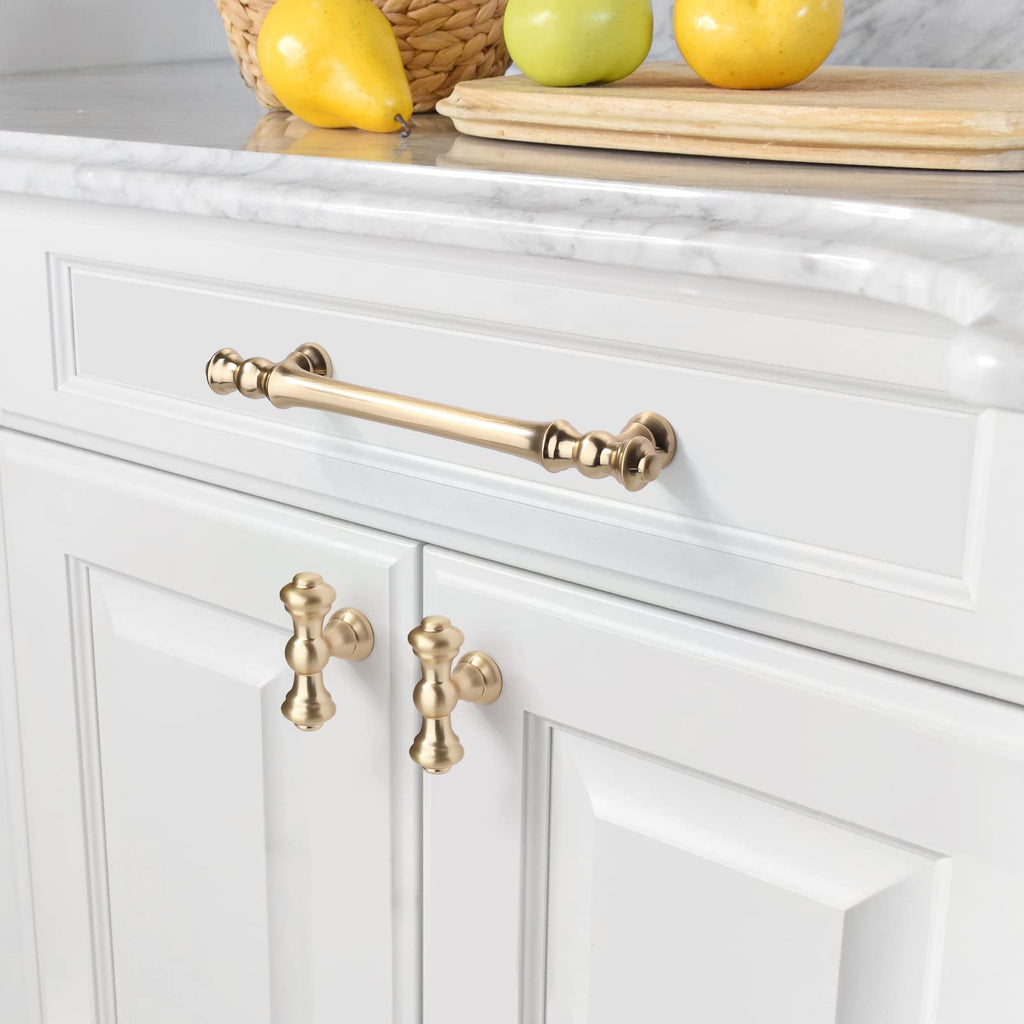 Asidrama 10 Pack Brushed Brass Cabinet Knobs – Gold Hardware for Cabinets & Drawers