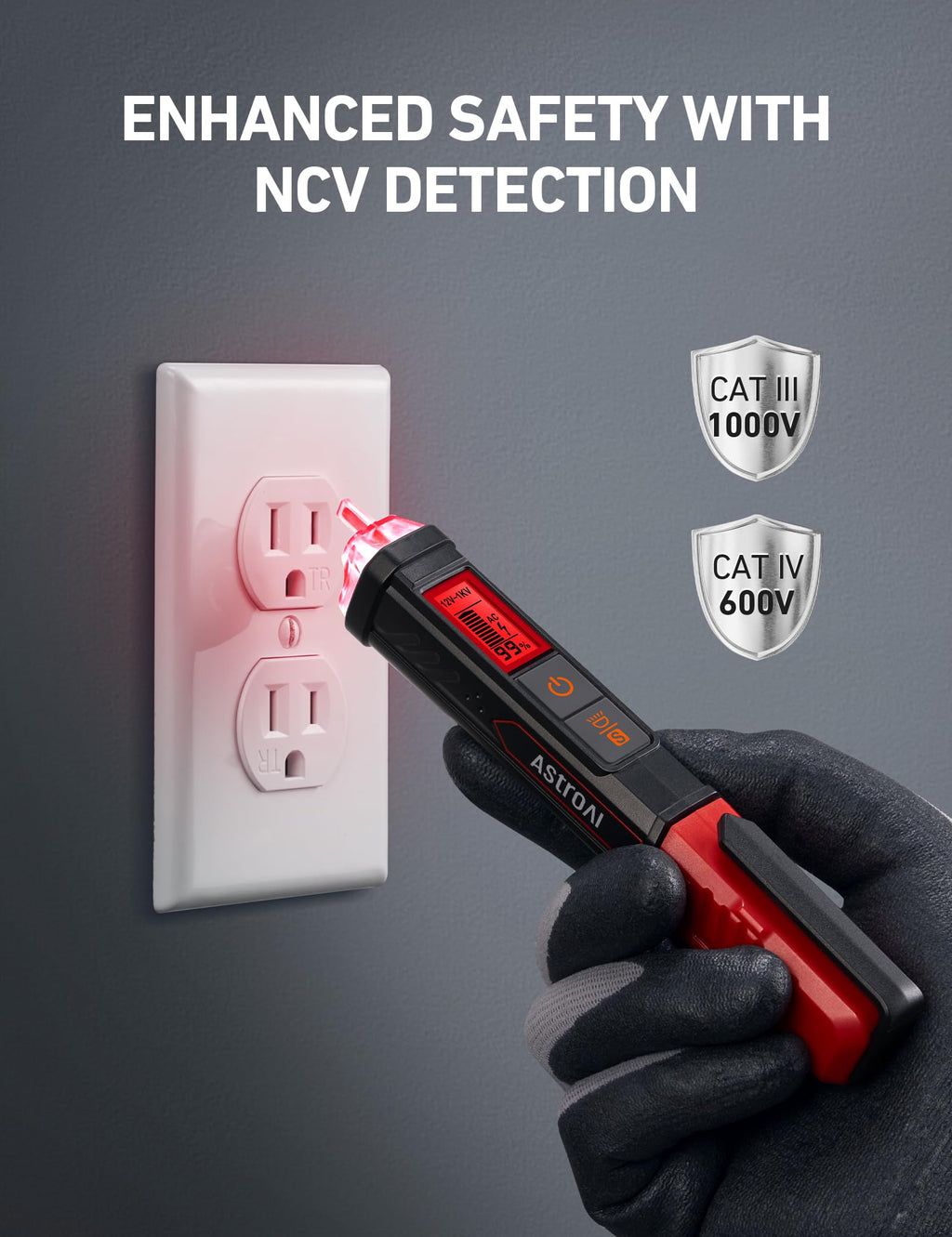 AstroAI VTS1000H Voltage Tester with Screwdriver – Non-Contact 12V–1000V