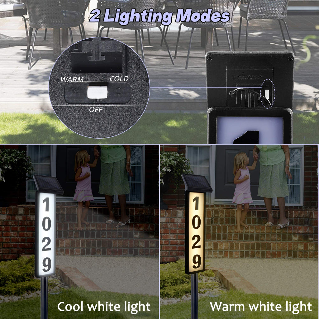 ATDAWN Solar Lighted House Number Sign • Solar Powered LED Address Plaque