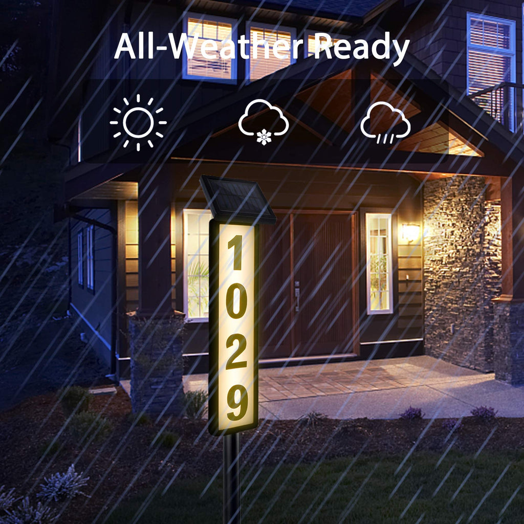 ATDAWN Solar Lighted House Number Sign • Solar Powered LED Address Plaque