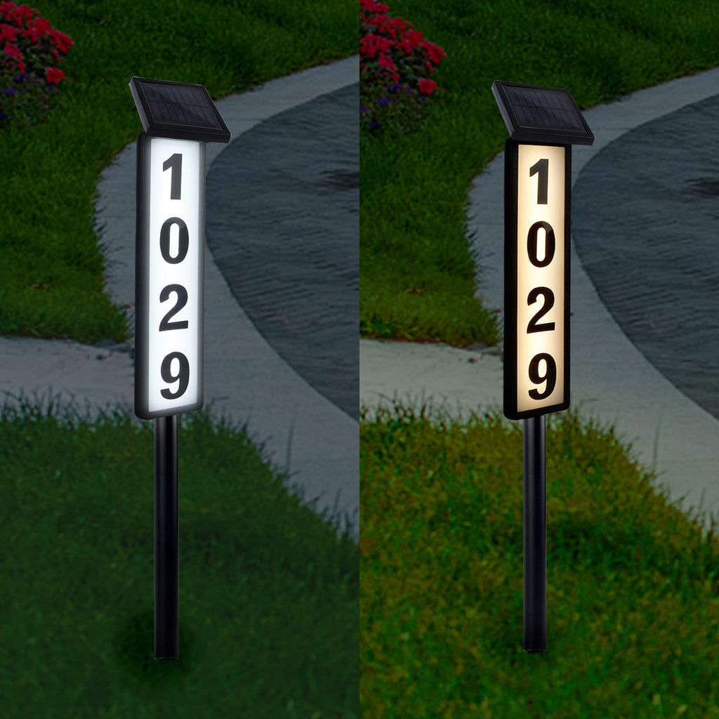 ATDAWN Solar Lighted House Number Sign • Solar Powered LED Address Plaque