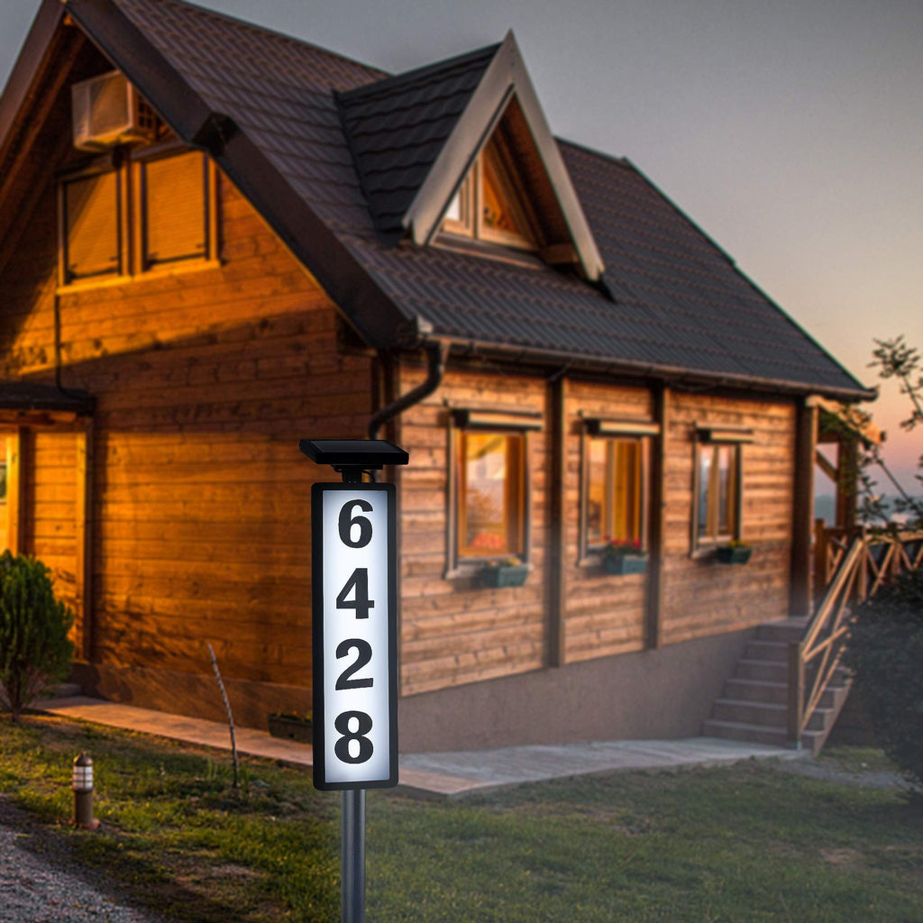 ATDAWN Solar Lighted House Number Sign • Solar Powered LED Address Plaque
