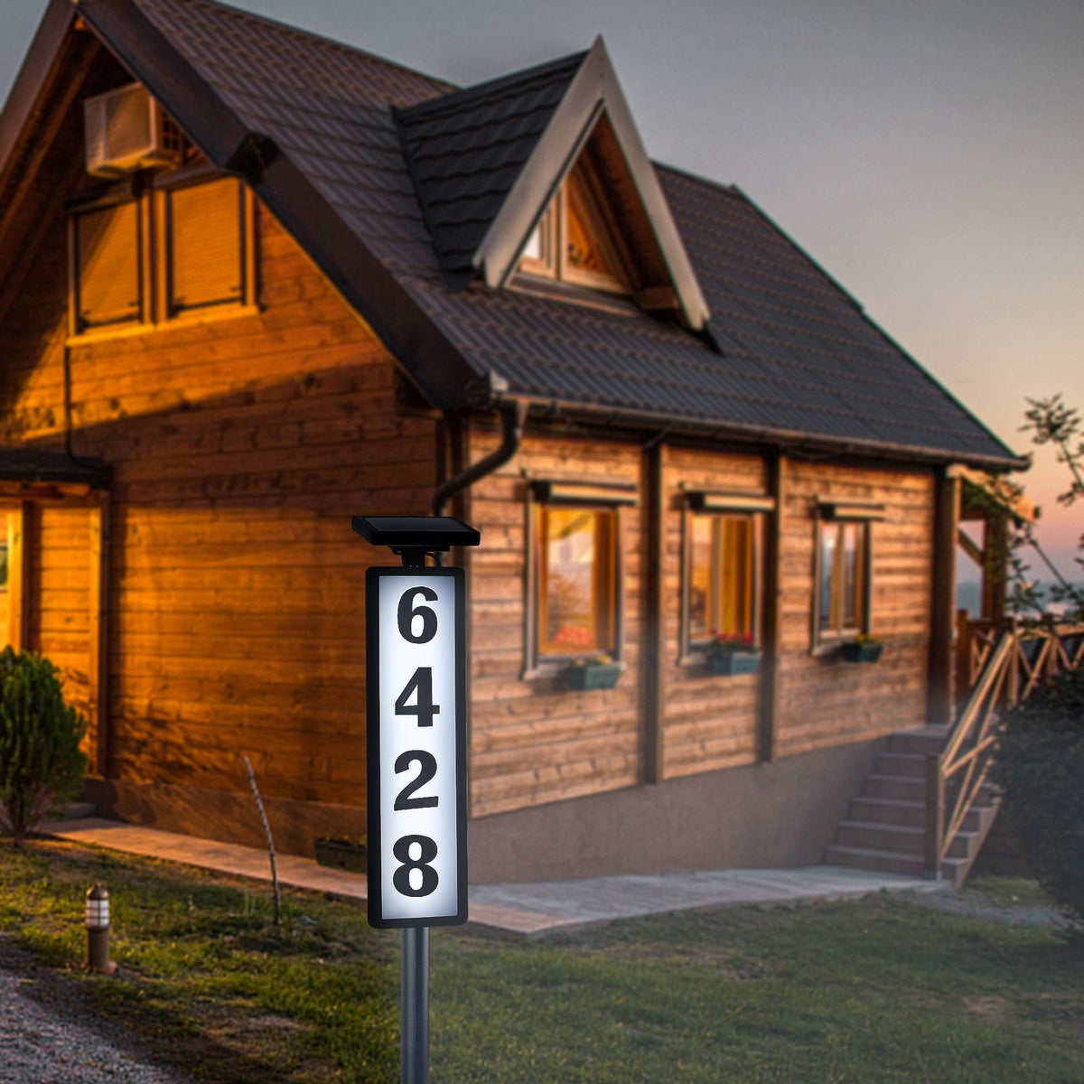 ATDAWN Solar Lighted House Number Sign • Solar Powered LED Address Plaque