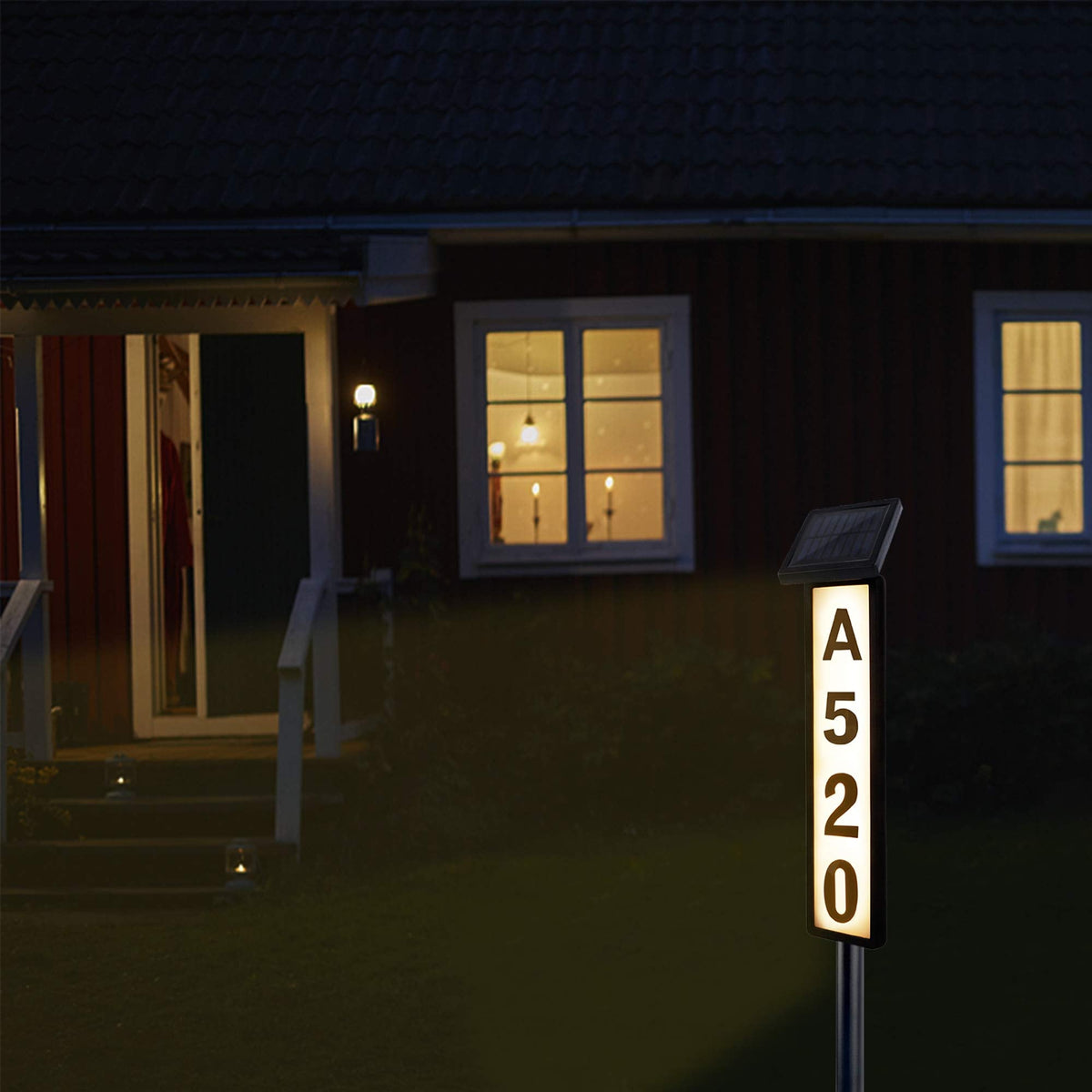 ATDAWN Solar Lighted House Number Sign • Solar Powered LED Address Plaque