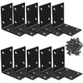 Aufuga Black Stainless Steel Shelf Bracket – Heavy-Duty L-Shape Corner Brace, 160 lb per Pair, 10-Pack