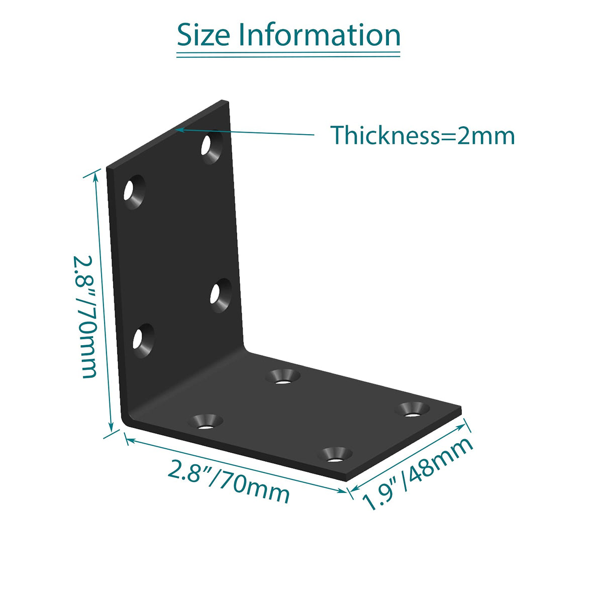 Aufuga Black Stainless Steel Shelf Bracket – Heavy-Duty L-Shape Corner Brace, 160 lb per Pair, 10-Pack
