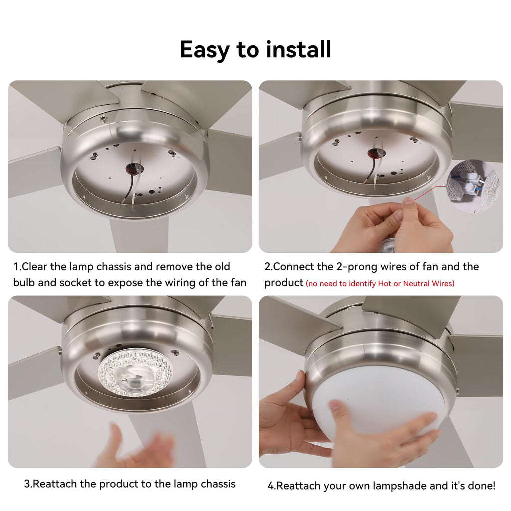 AUPRUN 4.92-inch Ceiling Fan LED Light Board – 18W, 120V, 3CCT 3000K-6000K, 1500LM, Magnetic Easy Install