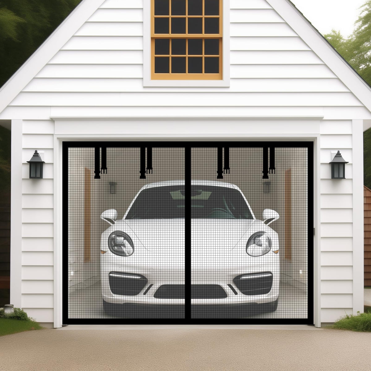 Aurelio TECH Magnetic Garage Door Screen 9x7 ft for Single Car – Easy Install, Black