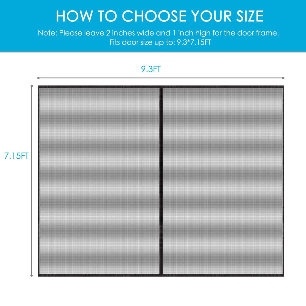 Aurelio TECH Magnetic Garage Door Screen 9x7 ft for Single Car – Easy Install, Black