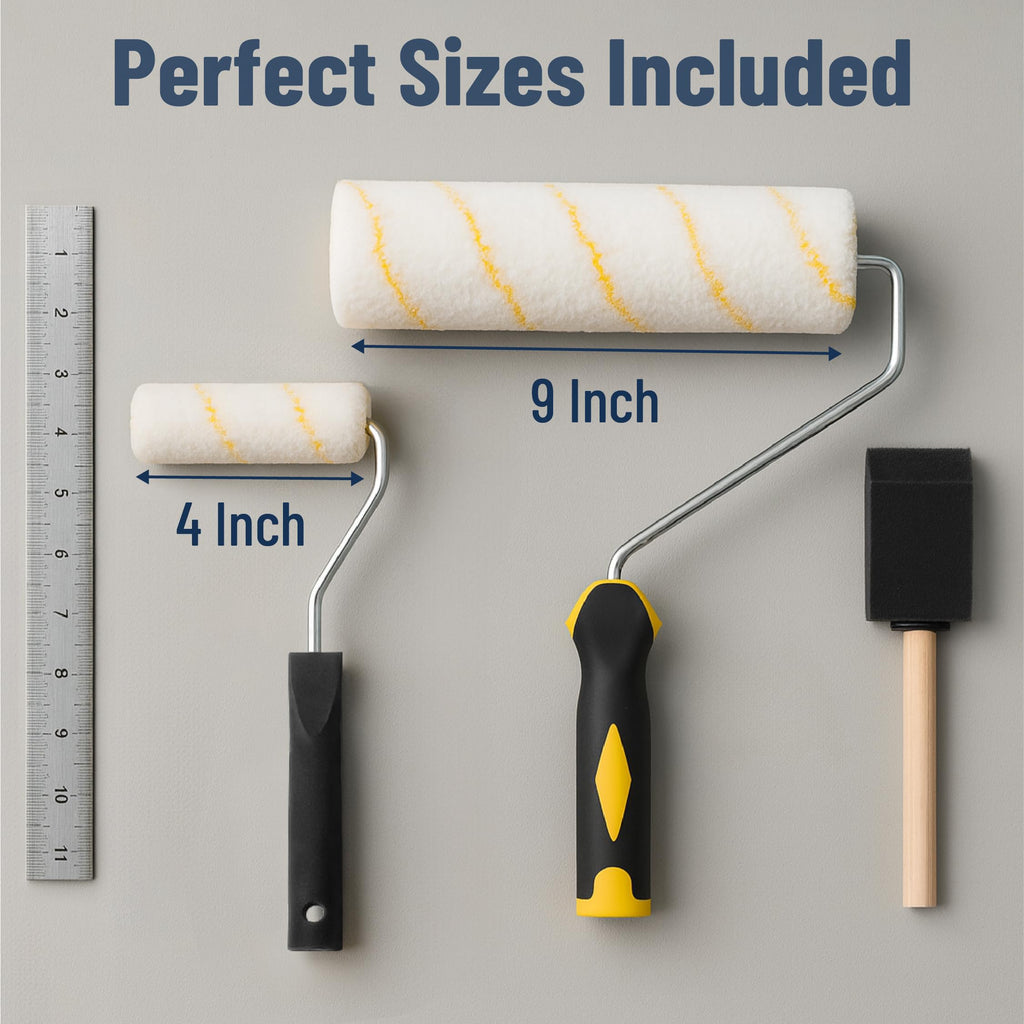 Bates Choice 19-Piece Paint Roller Kit | Microfiber Sleeves, Tray & Brushes