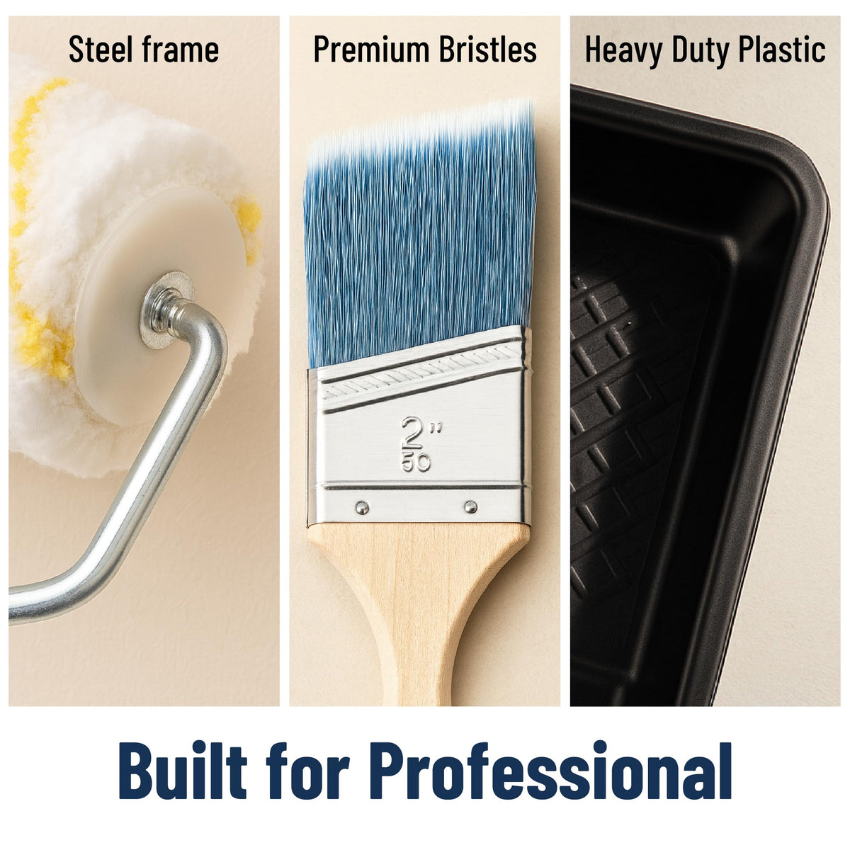 Bates Choice 19-Piece Paint Roller Kit | Microfiber Sleeves, Tray & Brushes