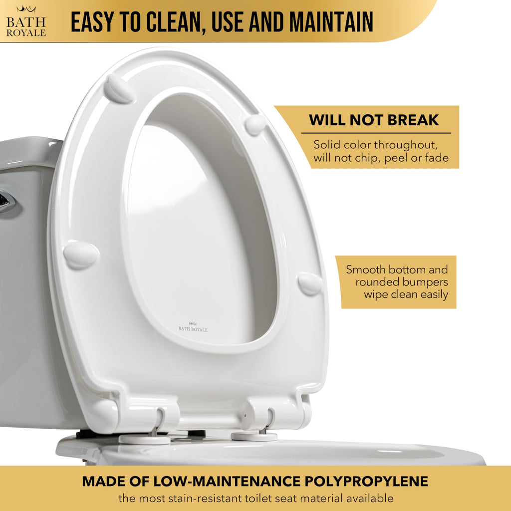 Bath Royale BR501-02 Elongated Toilet Seat – Soft Close, Heavy Duty, Easy Clean | Almond/Bone