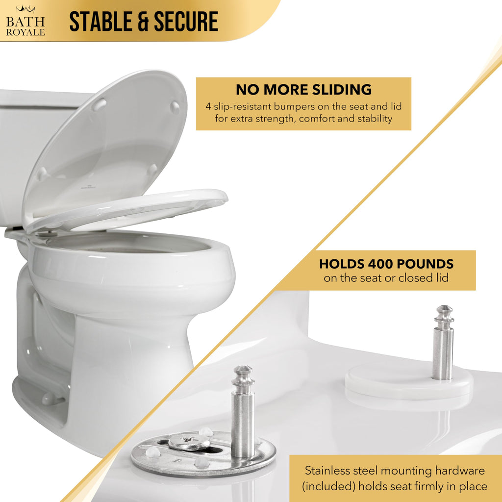 Bath Royale BR501-02 Elongated Toilet Seat – Soft Close, Heavy Duty, Easy Clean | Almond/Bone