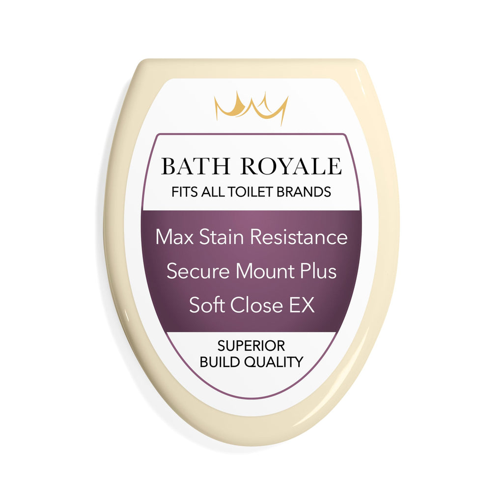 Bath Royale BR501-02 Elongated Toilet Seat – Soft Close, Heavy Duty, Easy Clean | Almond/Bone
