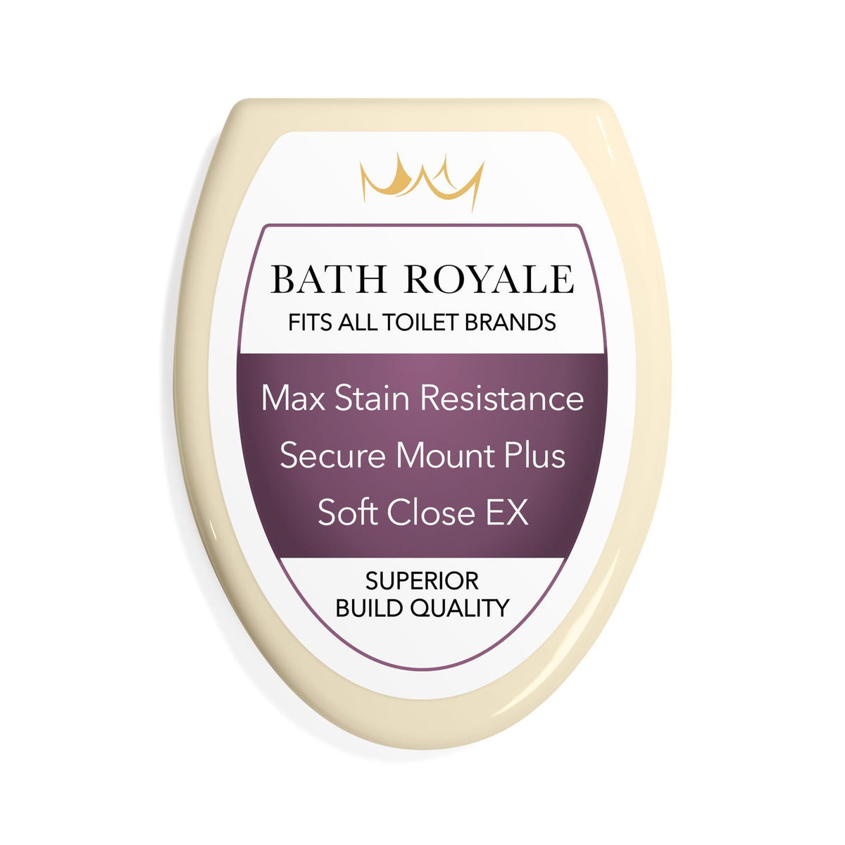 Bath Royale BR501-02 Elongated Toilet Seat – Soft Close, Heavy Duty, Easy Clean | Almond/Bone