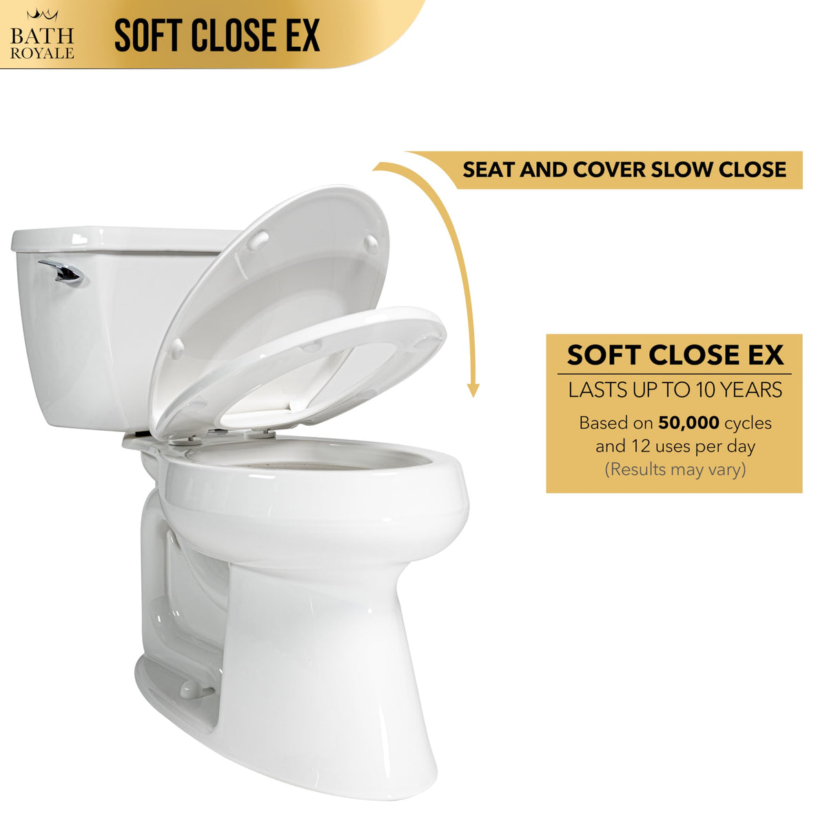 Bath Royale BR501-02 Elongated Toilet Seat – Soft Close, Heavy Duty, Easy Clean | Almond/Bone