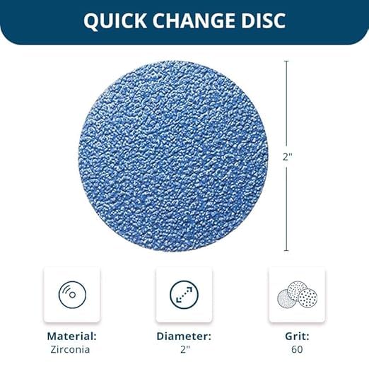 Benchmark Abrasives 2-In Quick-Change Zirconia Sanding Discs – 60 Grit, 25 Pack for Die Grinders, Drills, Deburring & Finishing