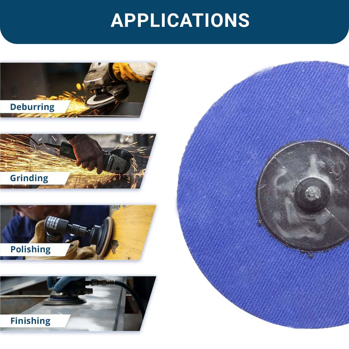 Benchmark Abrasives 2-In Quick-Change Zirconia Sanding Discs – 60 Grit, 25 Pack for Die Grinders, Drills, Deburring & Finishing