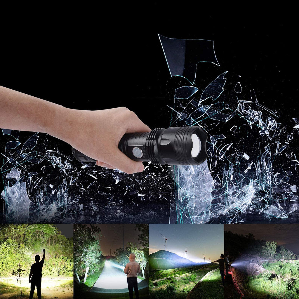BERCOL Rechargeable Flashlight 90000 Lumens - 5 Modes, IPX5 Waterproof, 1000m Beam
