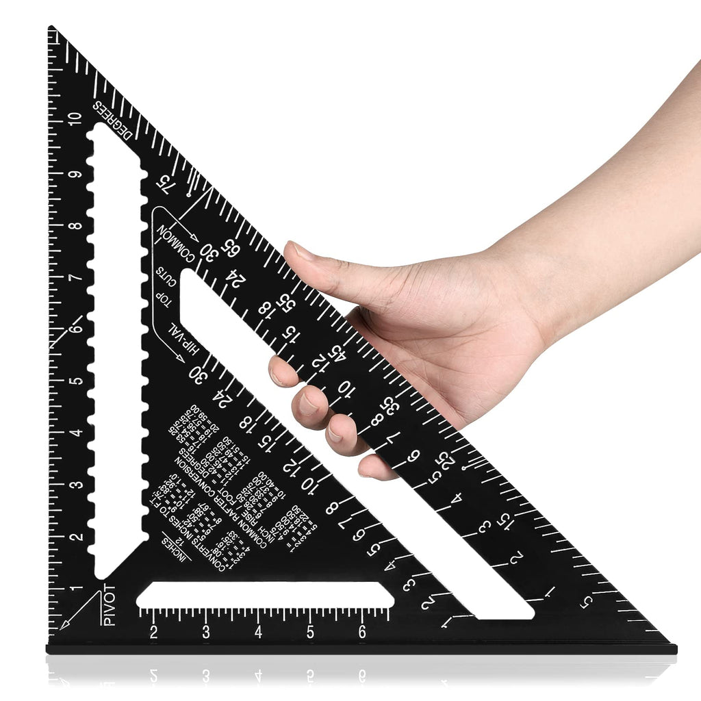 Beslands Aluminum 12-In Rafter Square – 5-In-1 Pro Layout Tool for Woodworking