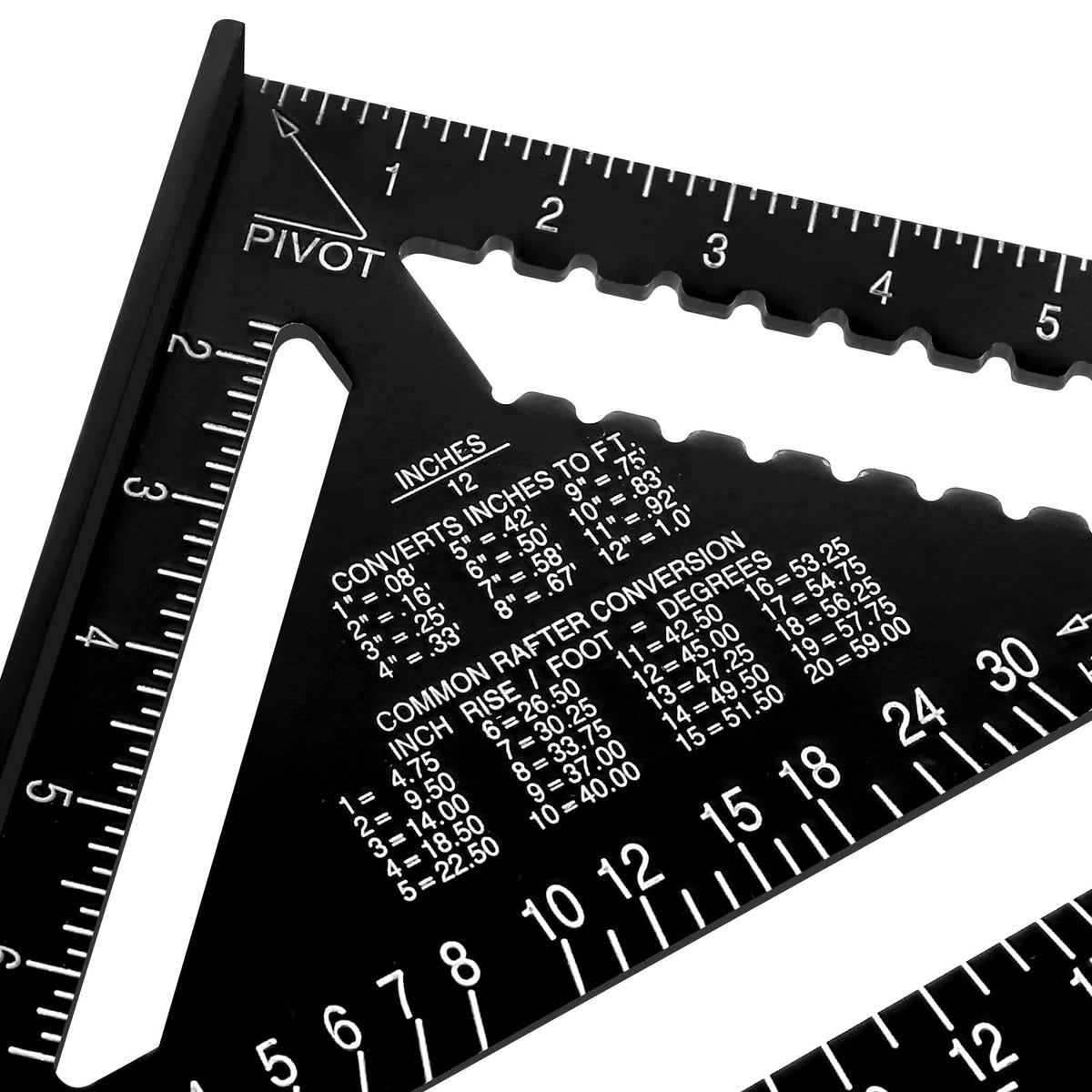 Beslands Aluminum 12-In Rafter Square – 5-In-1 Pro Layout Tool for Woodworking