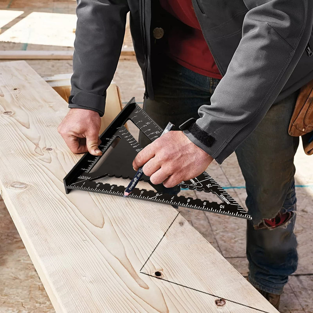 Beslands Aluminum 12-In Rafter Square – 5-In-1 Pro Layout Tool for Woodworking