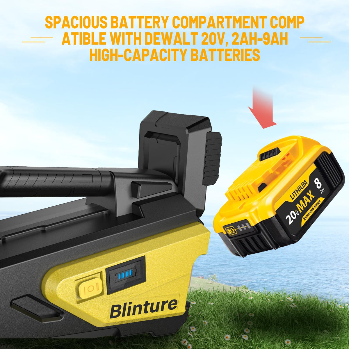 Blinture Battery-Operated Transfer Pump for DeWalt 20V | 300 GPH Cordless Water Pump