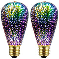 Bluex Bulbs 2 Pack Infinity 3D Fireworks LED ST19 Bulbs | Multicolor Stain Glass Effect