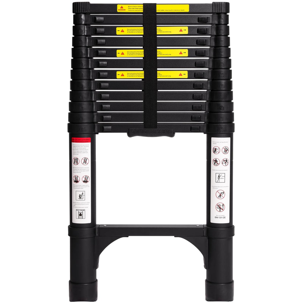 BOCOM 12.5 ft Aluminum Telescoping Ladder – 330 lbs, Lightweight & Stable for Home, RV & Outdoors