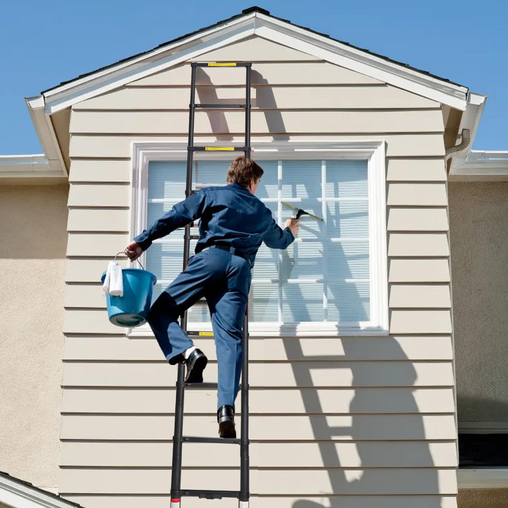 BOCOM 12.5 ft Aluminum Telescoping Ladder – 330 lbs, Lightweight & Stable for Home, RV & Outdoors