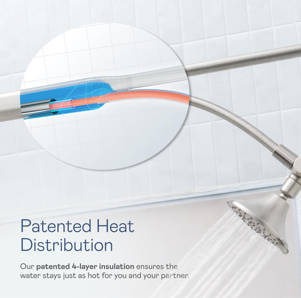 BOONA Original Tandem Shower – As Seen on Shark Tank, Dual Heads, Easy Install (Brushed Nickel)