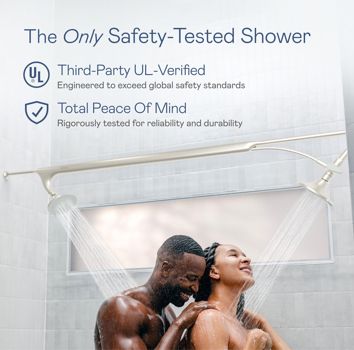 BOONA Original Tandem Shower – As Seen on Shark Tank, Dual Heads, Easy Install (Brushed Nickel)