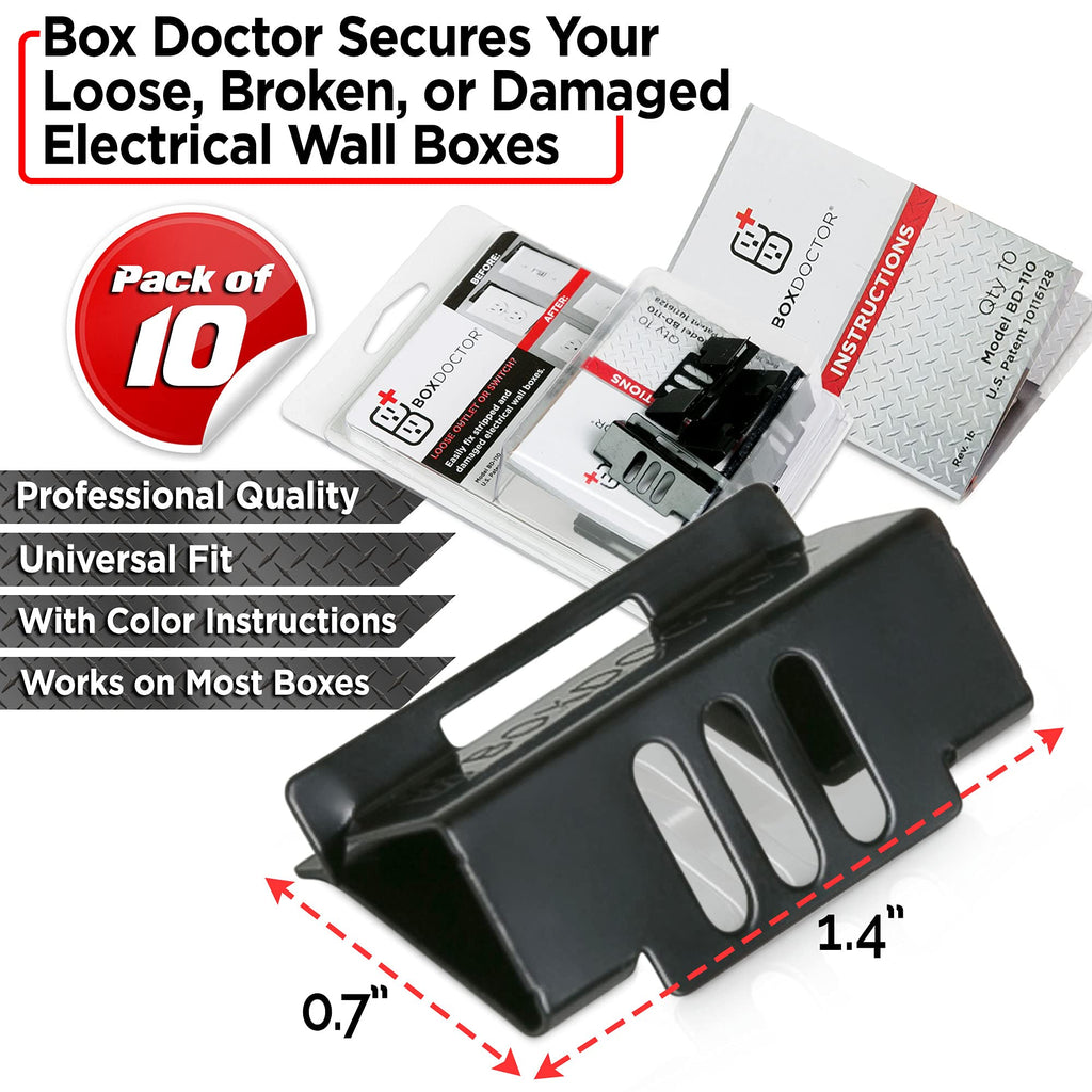 Box Doctor Repair Clips - Fix Loose Outlets and Switches (10 Pack)