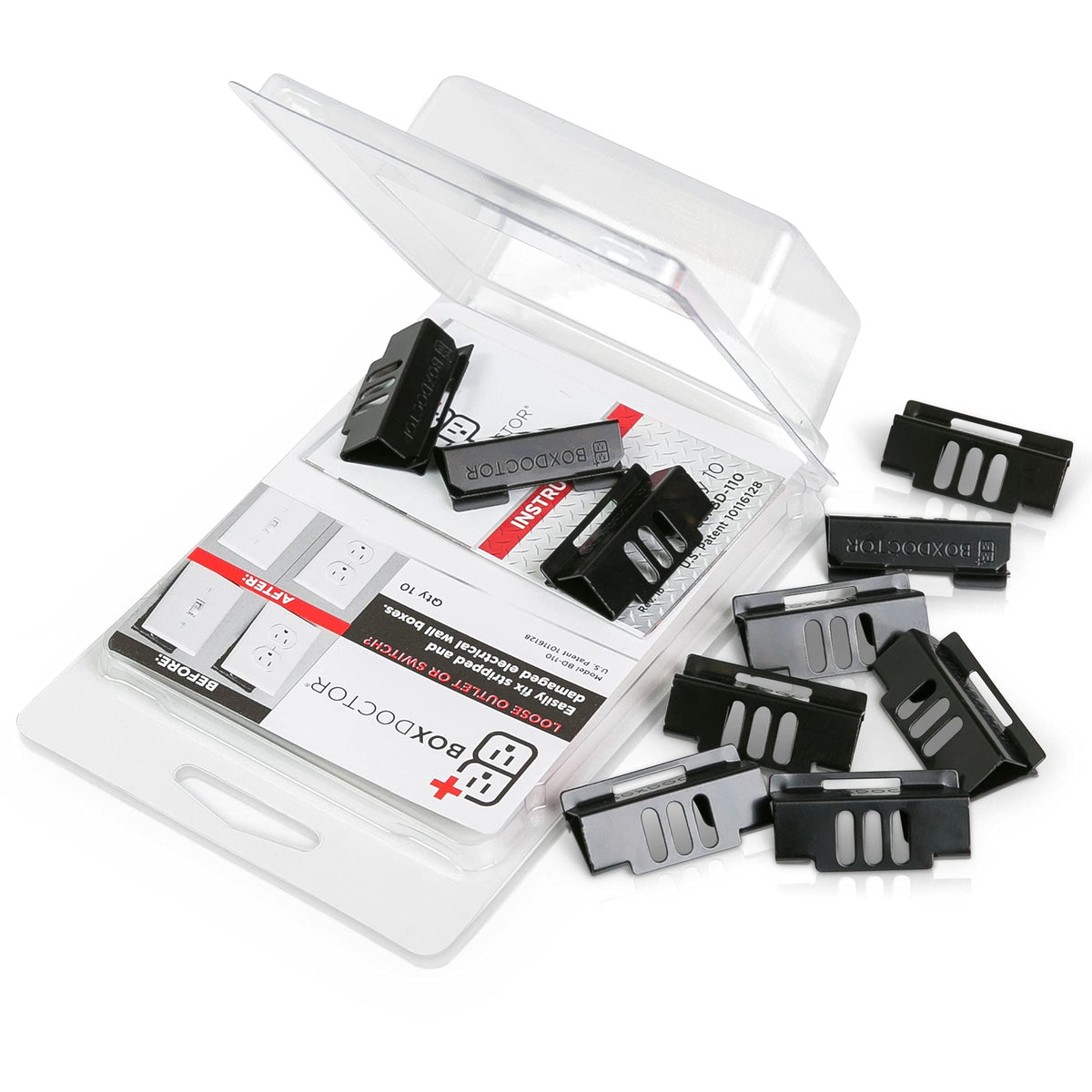 Box Doctor Repair Clips - Fix Loose Outlets and Switches (10 Pack)
