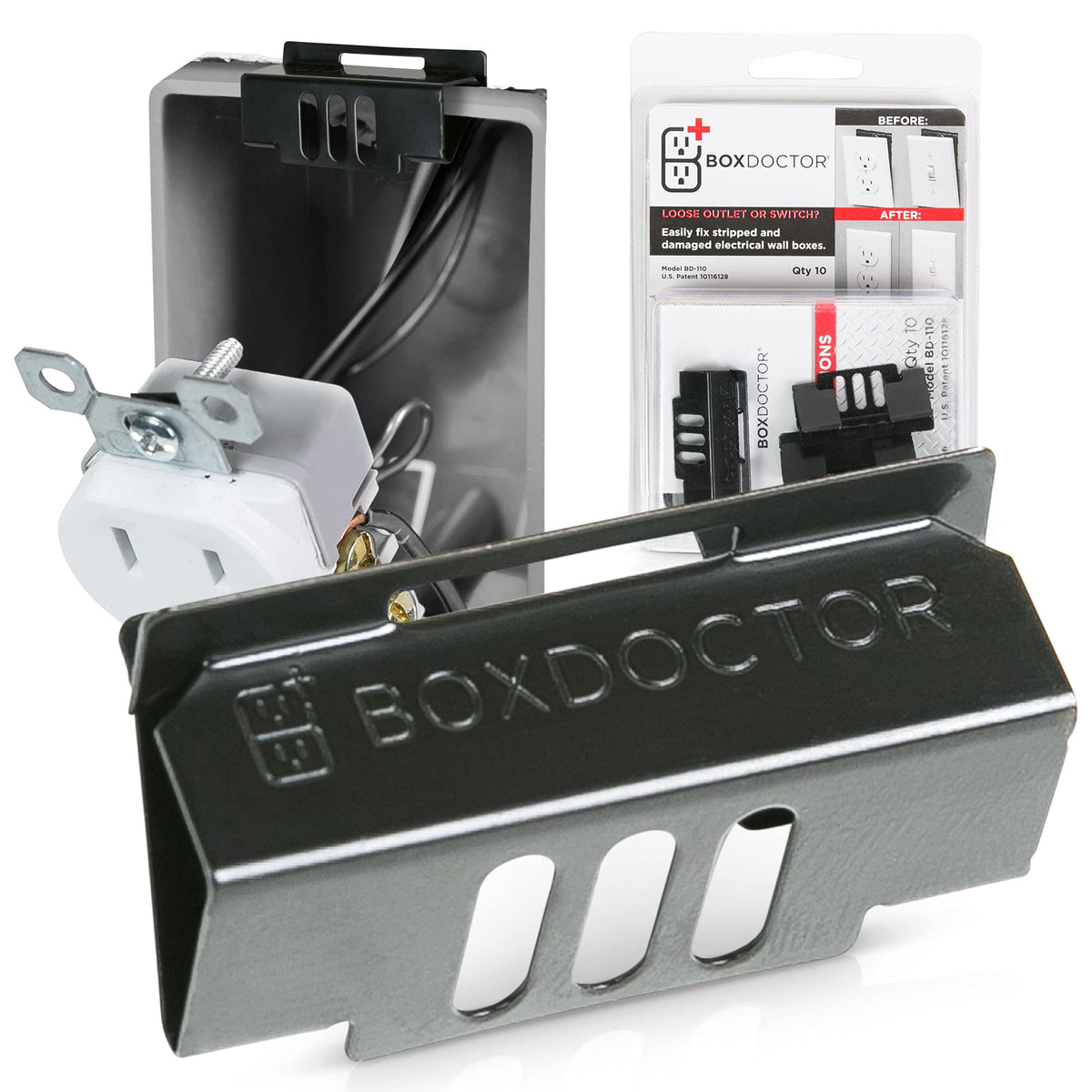 Box Doctor Repair Clips - Fix Loose Outlets and Switches (10 Pack)