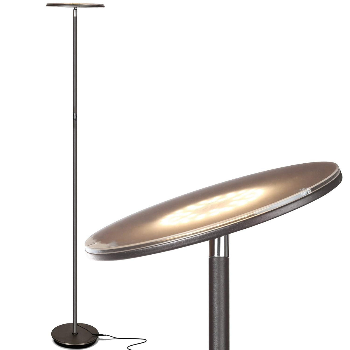 Brightech Sky LED Floor Lamp | Dimmable Torchiere, 3000K Warm White, Bronze