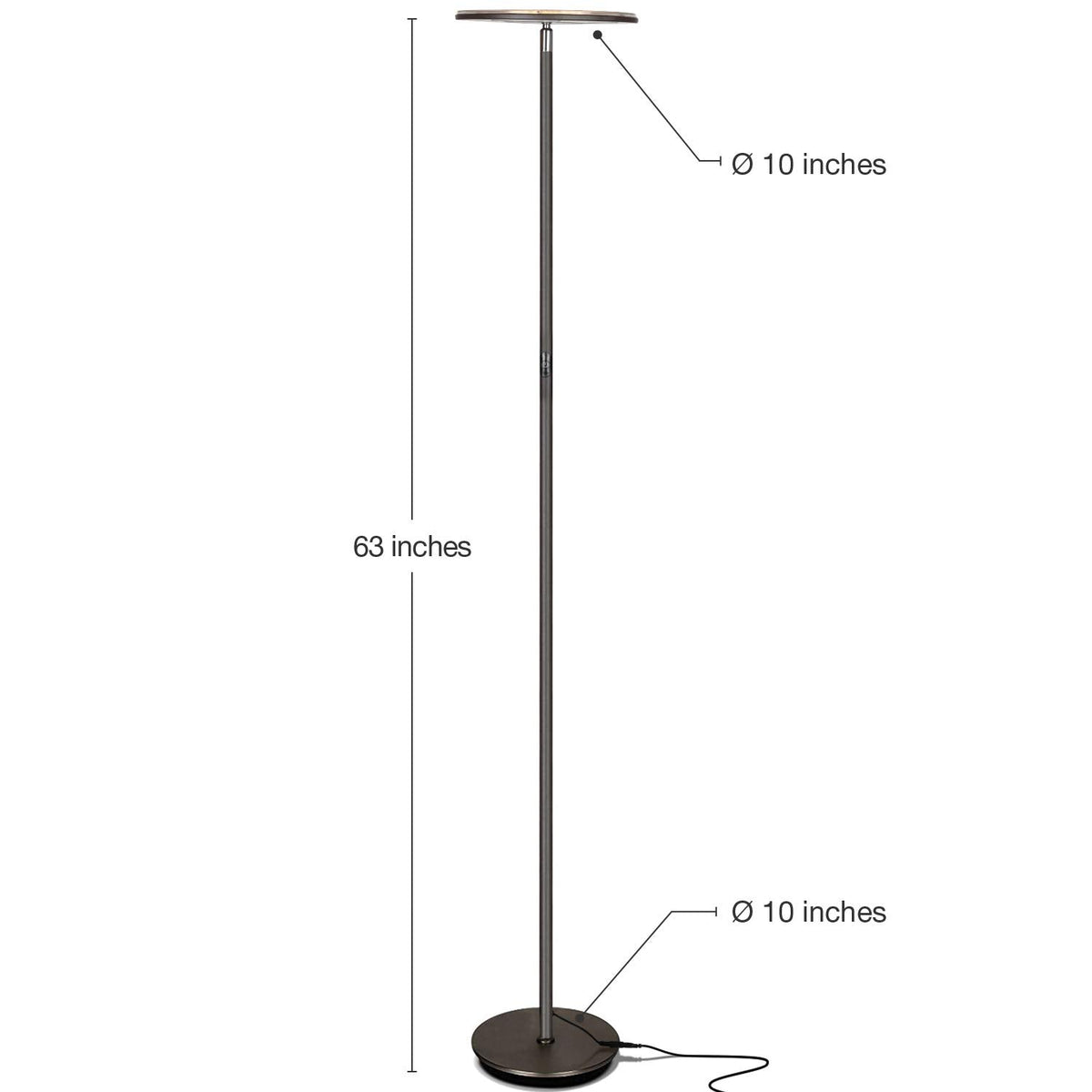 Brightech Sky LED Floor Lamp | Dimmable Torchiere, 3000K Warm White, Bronze