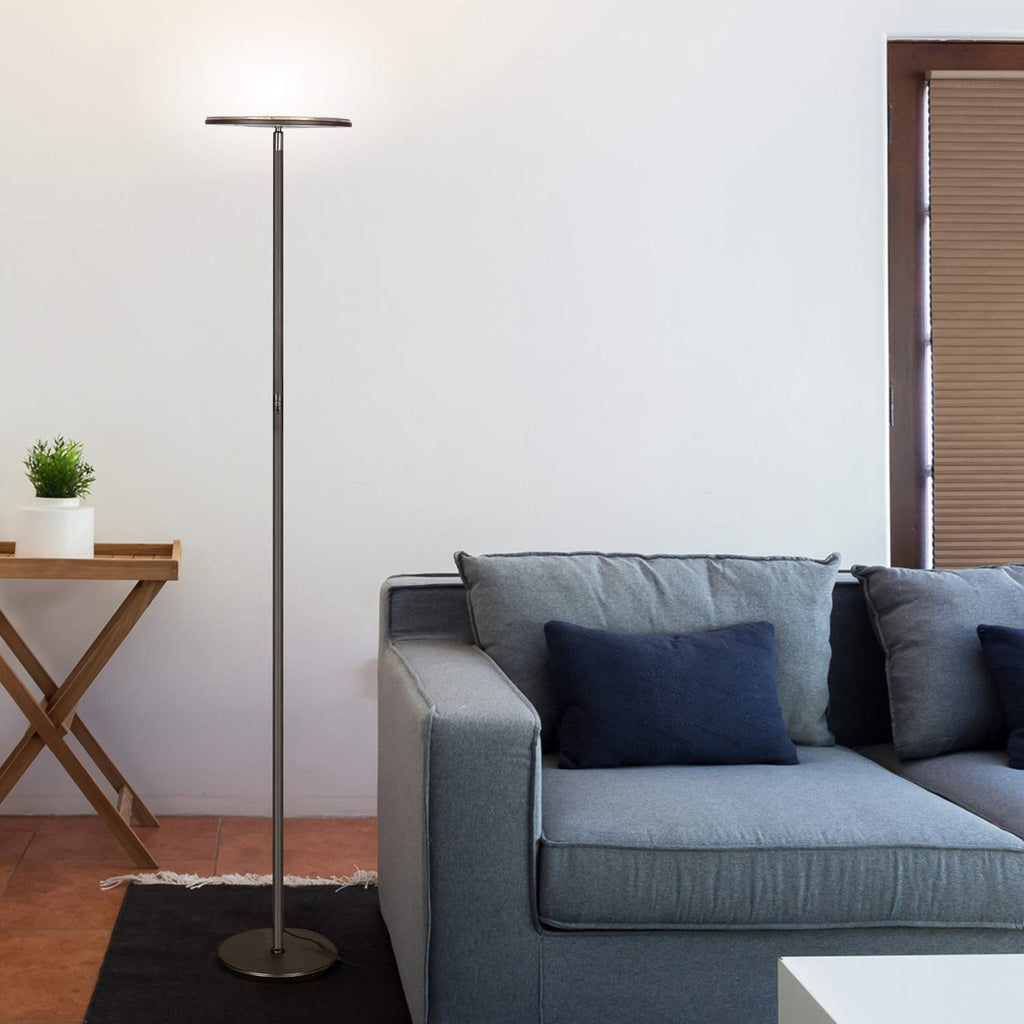 Brightech Sky LED Floor Lamp | Dimmable Torchiere, 3000K Warm White, Bronze