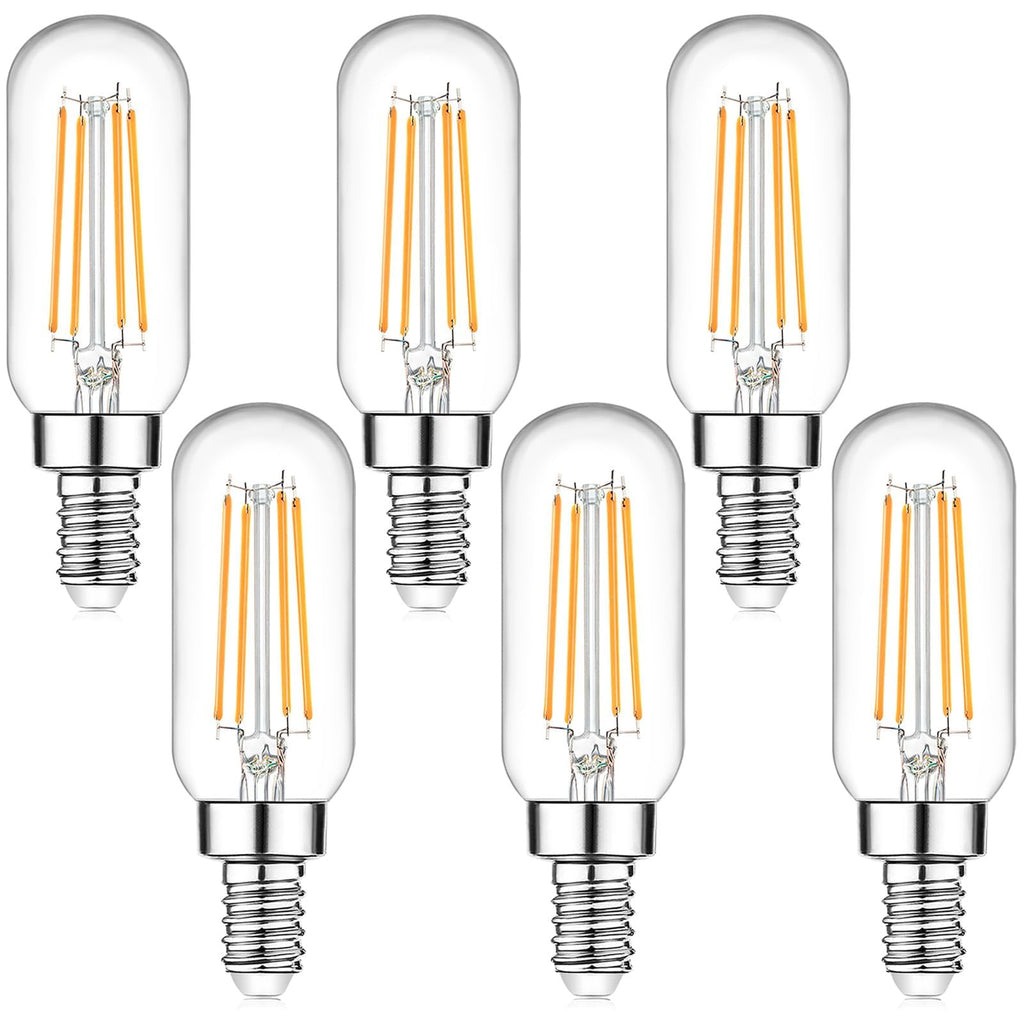 Brightever E12 Candelabra LED Bulbs - 60W Equivalent, 6W Dimmable, 600lm, 2700K Warm White, Clear Vintage Tubular, 6-Pack
