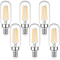 Brightever E12 Candelabra LED Bulbs - 60W Equivalent, 6W Dimmable, 600lm, 2700K Warm White, Clear Vintage Tubular, 6-Pack