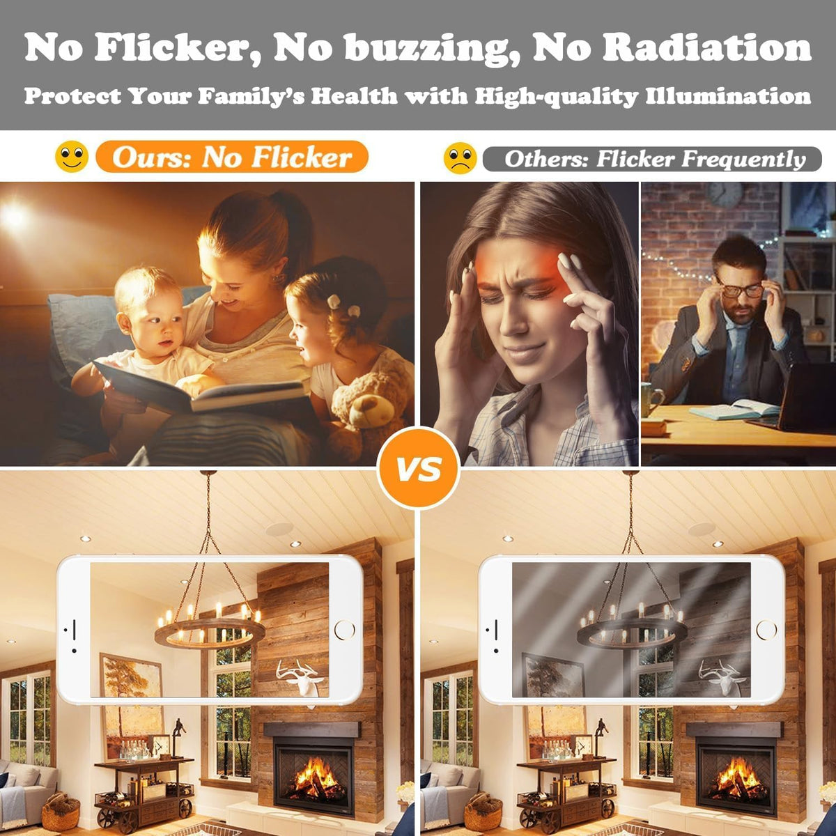 Brightever E12 Candelabra LED Bulbs - 60W Equivalent, 6W Dimmable, 600lm, 2700K Warm White, Clear Vintage Tubular, 6-Pack