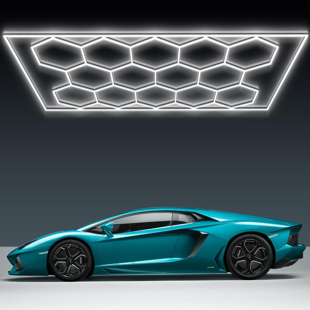 BRILLIHOOD Hexagon LED Garage Lights – 672W, 80,640 LM, 6500K for Garage, Workshop & Car Detailing
