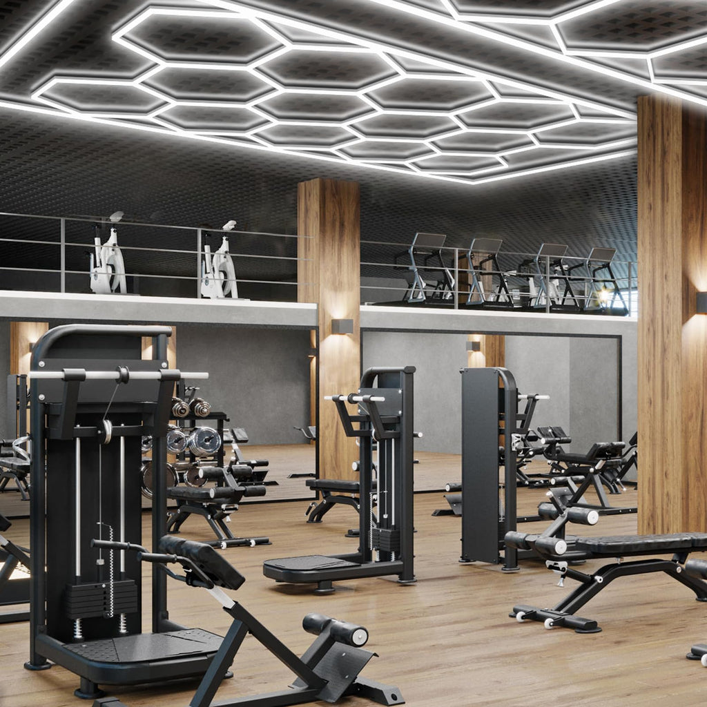 BRILLIHOOD Hexagon LED Garage Lights – 672W, 80,640 LM, 6500K for Garage, Workshop & Car Detailing