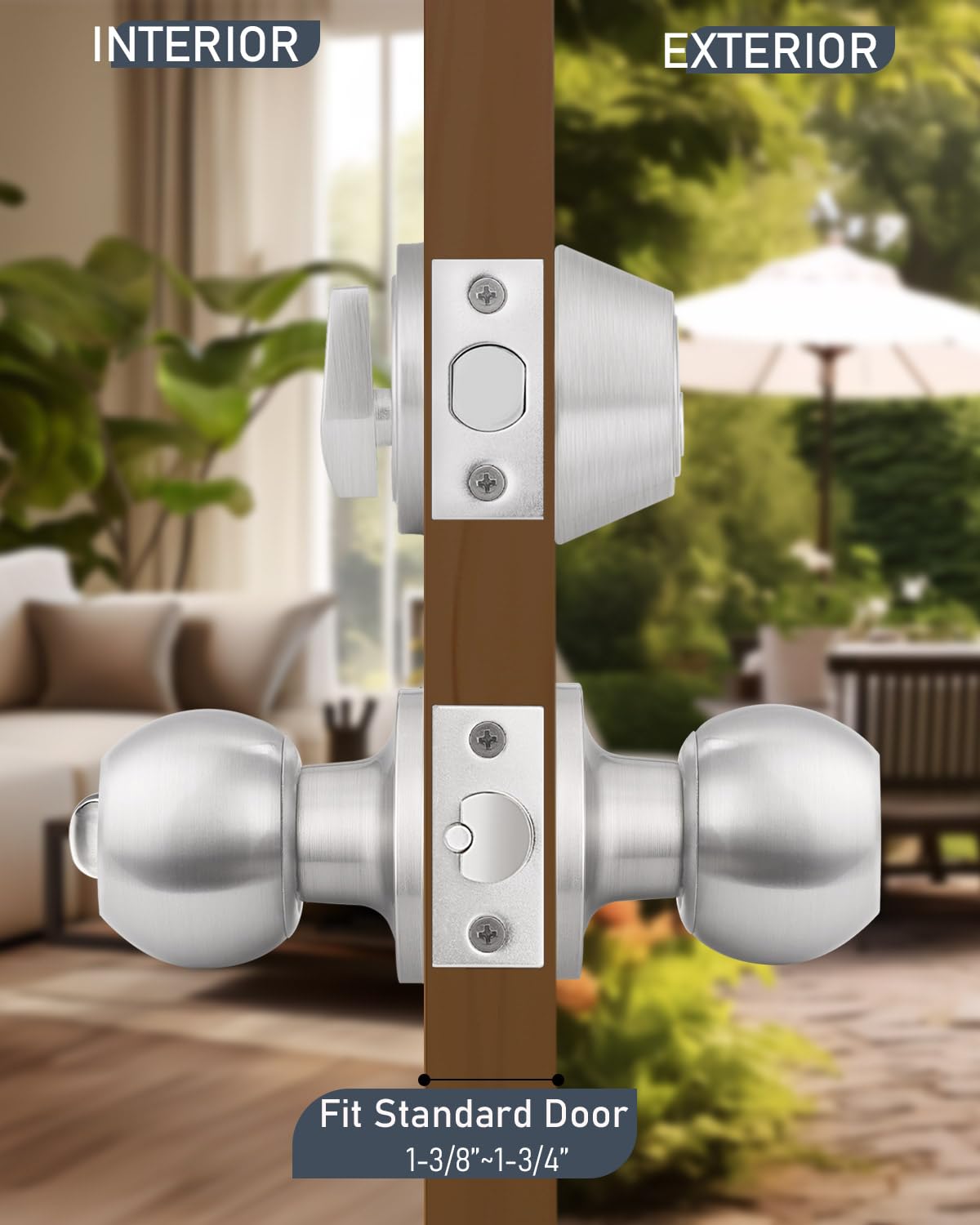 Brotima 4 Pack Keyed Entry Door Knob & Deadbolt Set – Satin Nickel, Keyed Alike Exterior Lockset