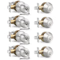 Brotima 4 Pack Keyed Entry Door Knob & Deadbolt Set – Satin Nickel, Keyed Alike Exterior Lockset