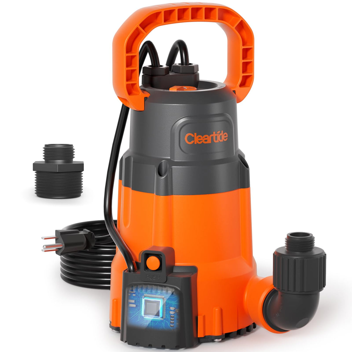 Cleartide 1/3 HP Submersible Utility Pump – 2790 GPH High Flow, Auto Water Sensor, 10 ft Cord