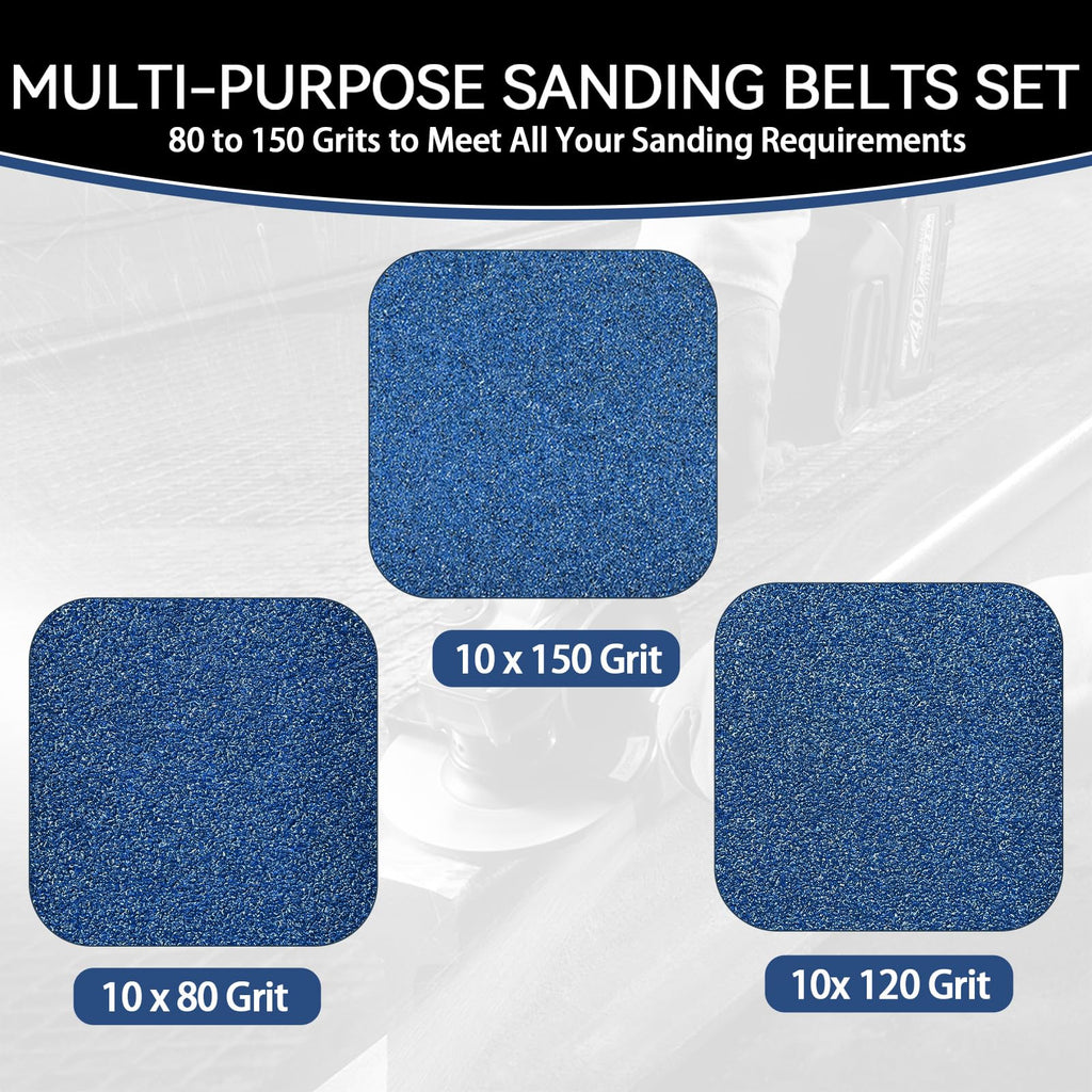 Clebay 3x21 Inch Sanding Belts, 30 Pcs, Zirconia, 80/120/150 Grit, Heavy Duty